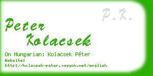 peter kolacsek business card